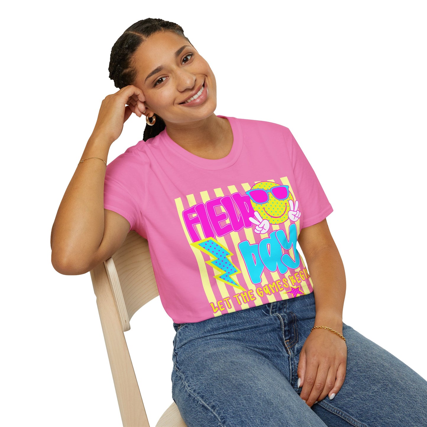 Field Day Teacher T-shirt Yellow Stripes