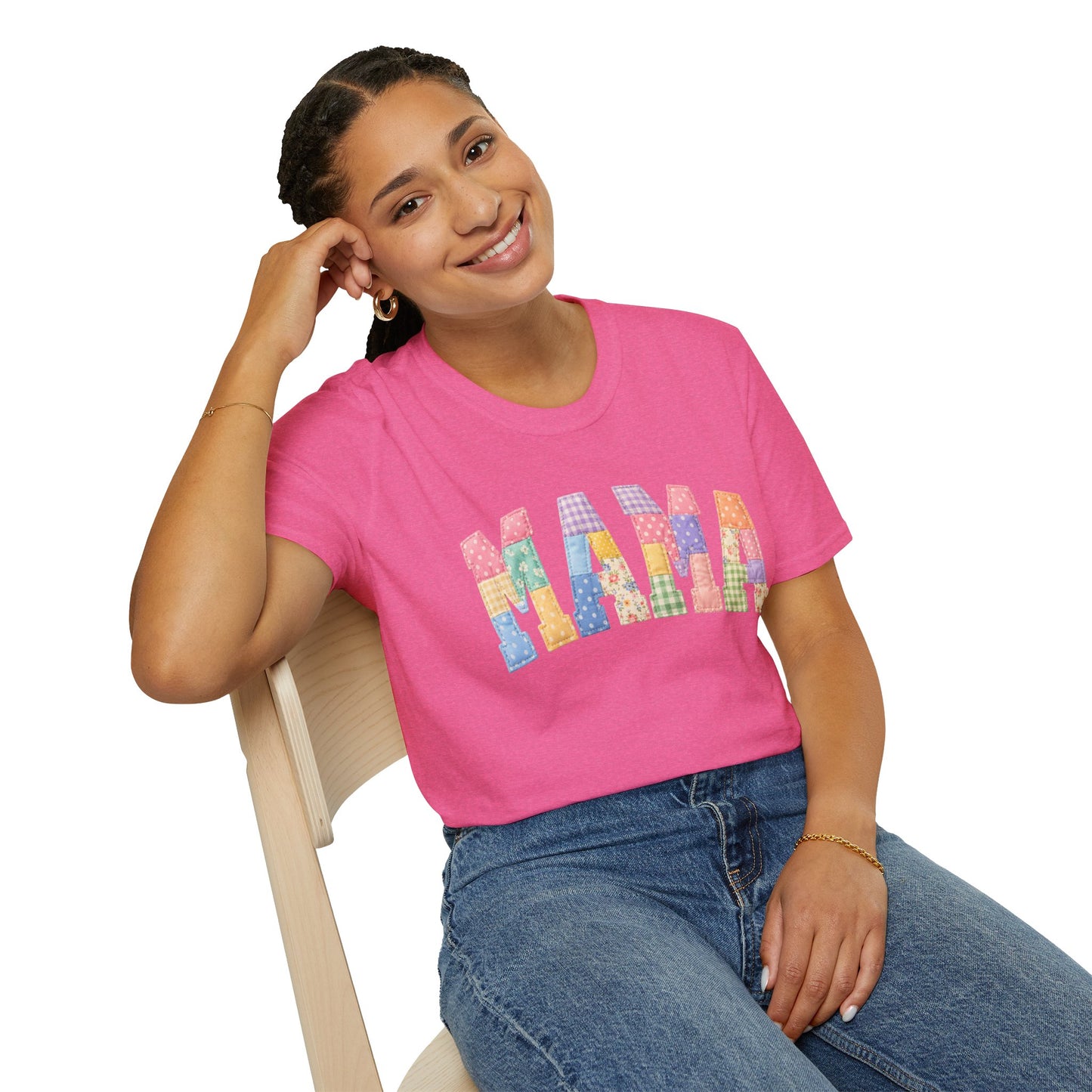 Mama Patchwork T-Shirt — Colorful Quilted Mom Graphic Tee
