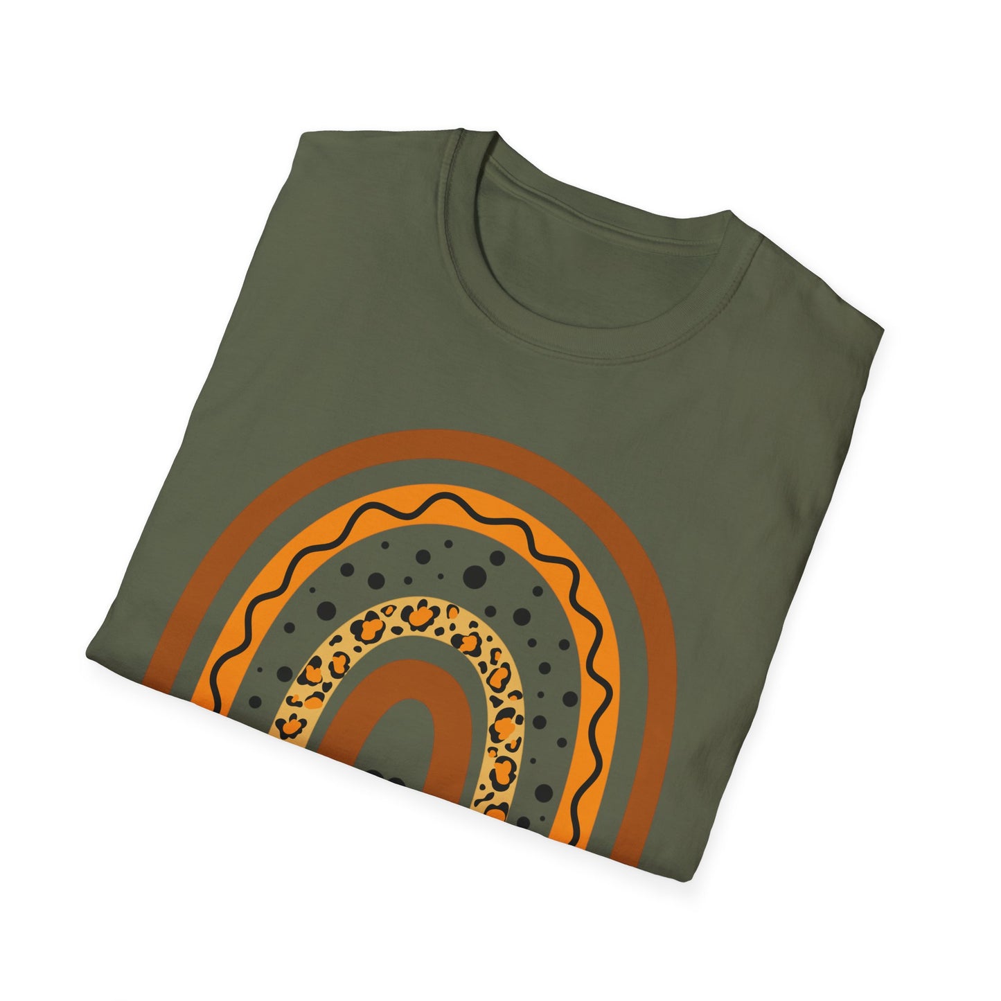 Mama Leopard Rainbow T‑Shirt — Boho Rust & Brown Mother’s Day Tee