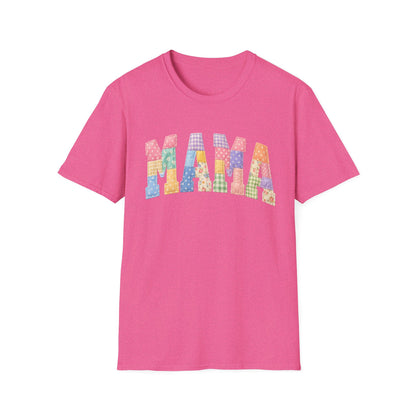 Mama Patchwork T-Shirt — Colorful Quilted Mom Graphic Tee