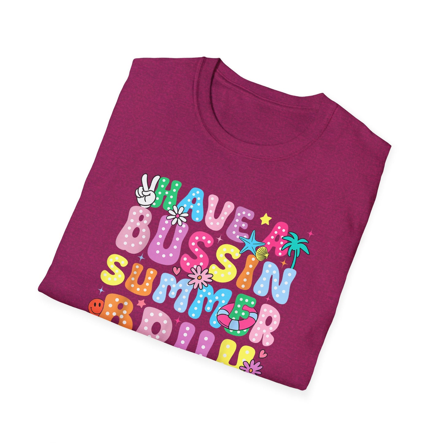 Teacher End of School T-Shirt – "Have a Bussin Summer" Colorful School Staff Tee