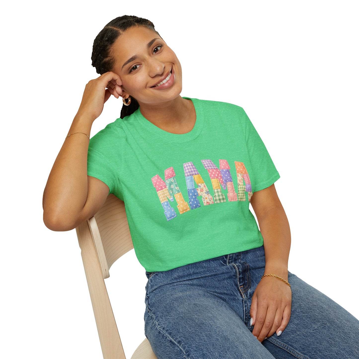 Mama Patchwork T-Shirt — Colorful Quilted Mom Graphic Tee