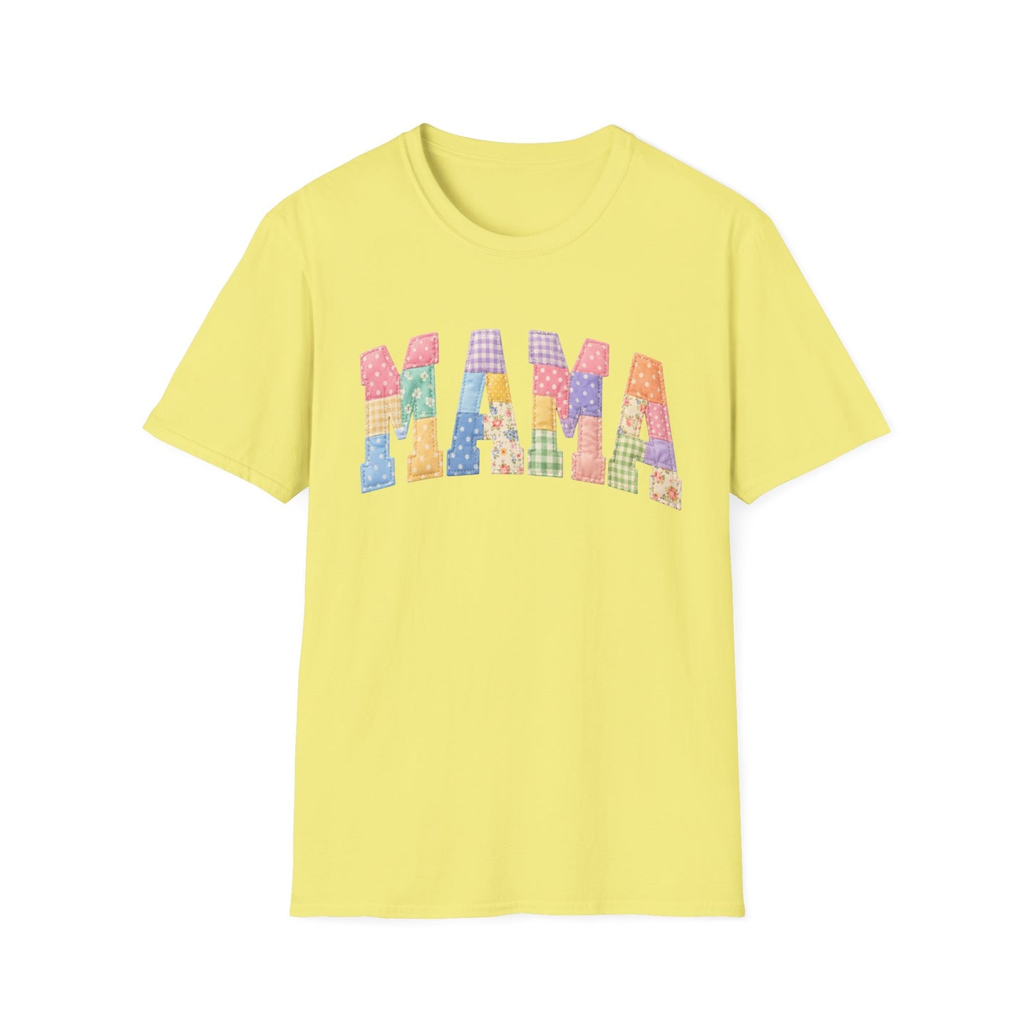 Mama Patchwork T-Shirt — Colorful Quilted Mom Graphic Tee