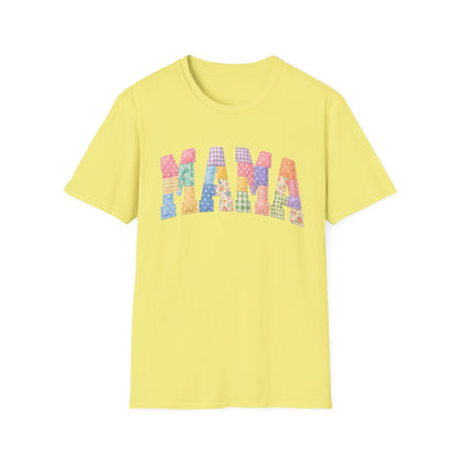 Mama Patchwork T-Shirt — Colorful Quilted Mom Graphic Tee