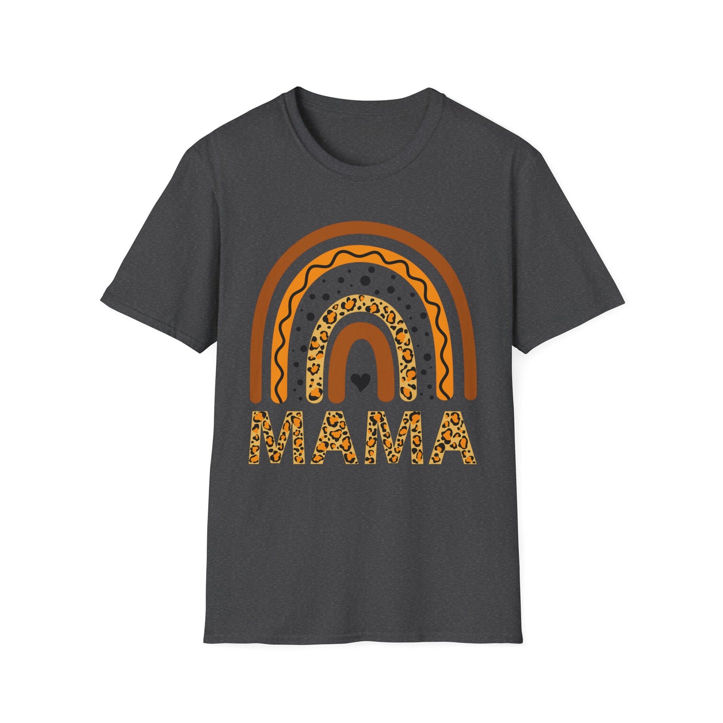 Mama Leopard Rainbow T‑Shirt — Boho Rust & Brown Mother’s Day Tee