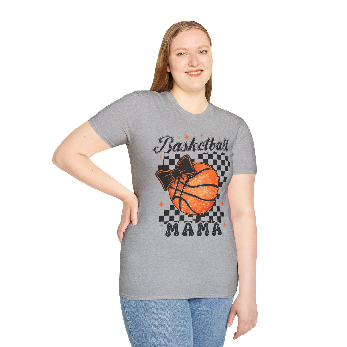 Basketball Mama T-Shirt — Checkered Retro Basketball Mom Tee