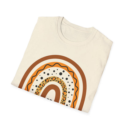 Mama Leopard Rainbow T‑Shirt — Boho Rust & Brown Mother’s Day Tee