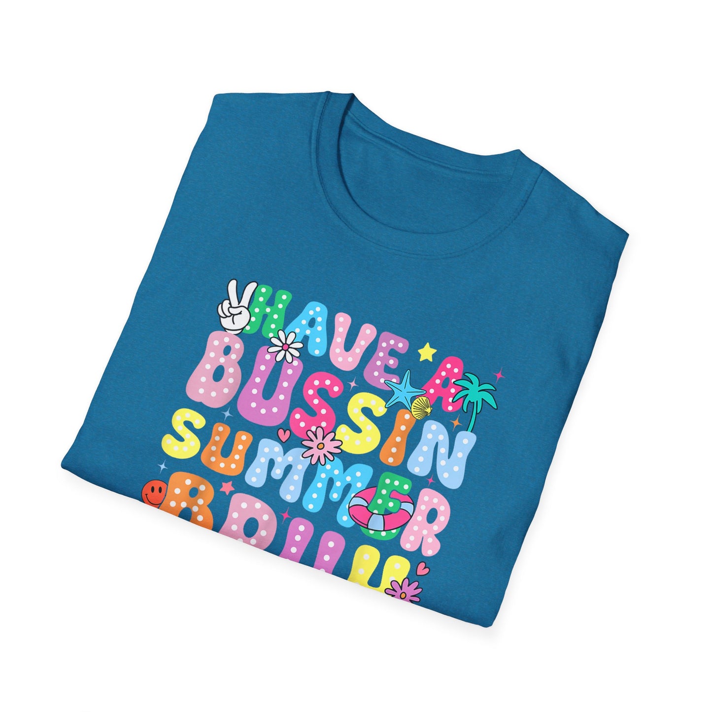 Teacher End of School T-Shirt – "Have a Bussin Summer" Colorful School Staff Tee