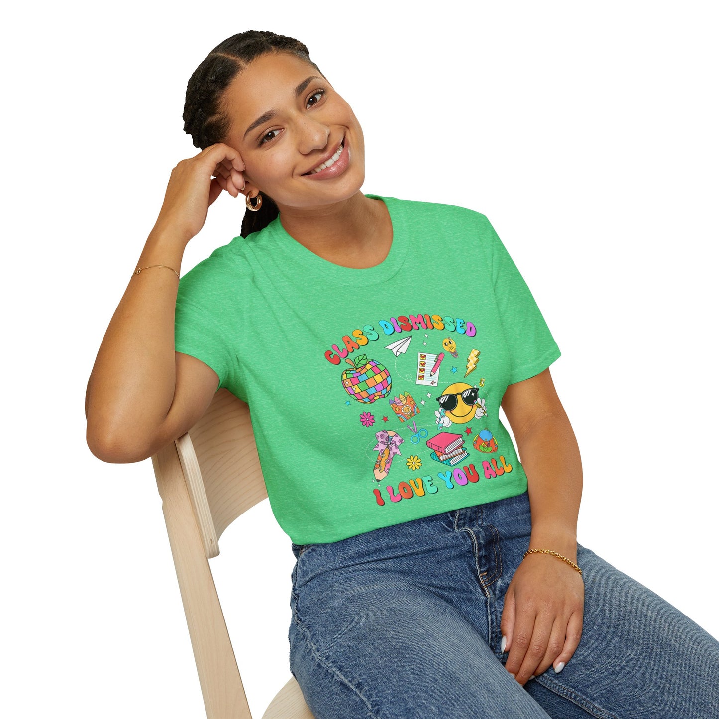 Teacher End of School T-Shirt — “Class Dismissed I Love You All” Colorful Celebration Tee
