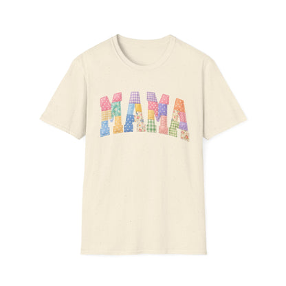 Mama Patchwork T-Shirt — Colorful Quilted Mom Graphic Tee