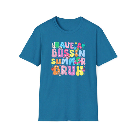 Teacher End of School T-Shirt – "Have a Bussin Summer" Colorful School Staff Tee