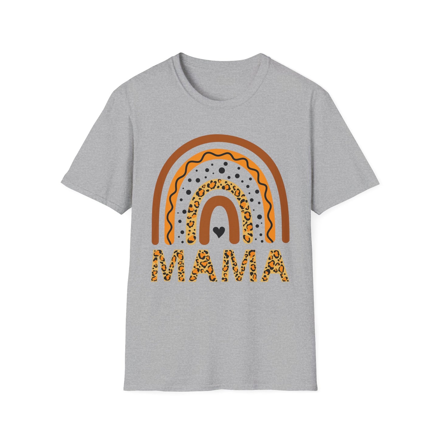 Mama Leopard Rainbow T‑Shirt — Boho Rust & Brown Mother’s Day Tee