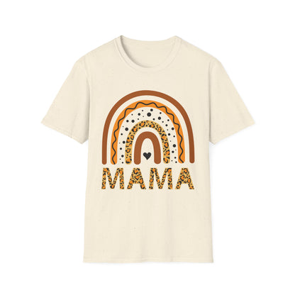 Mama Leopard Rainbow T‑Shirt — Boho Rust & Brown Mother’s Day Tee