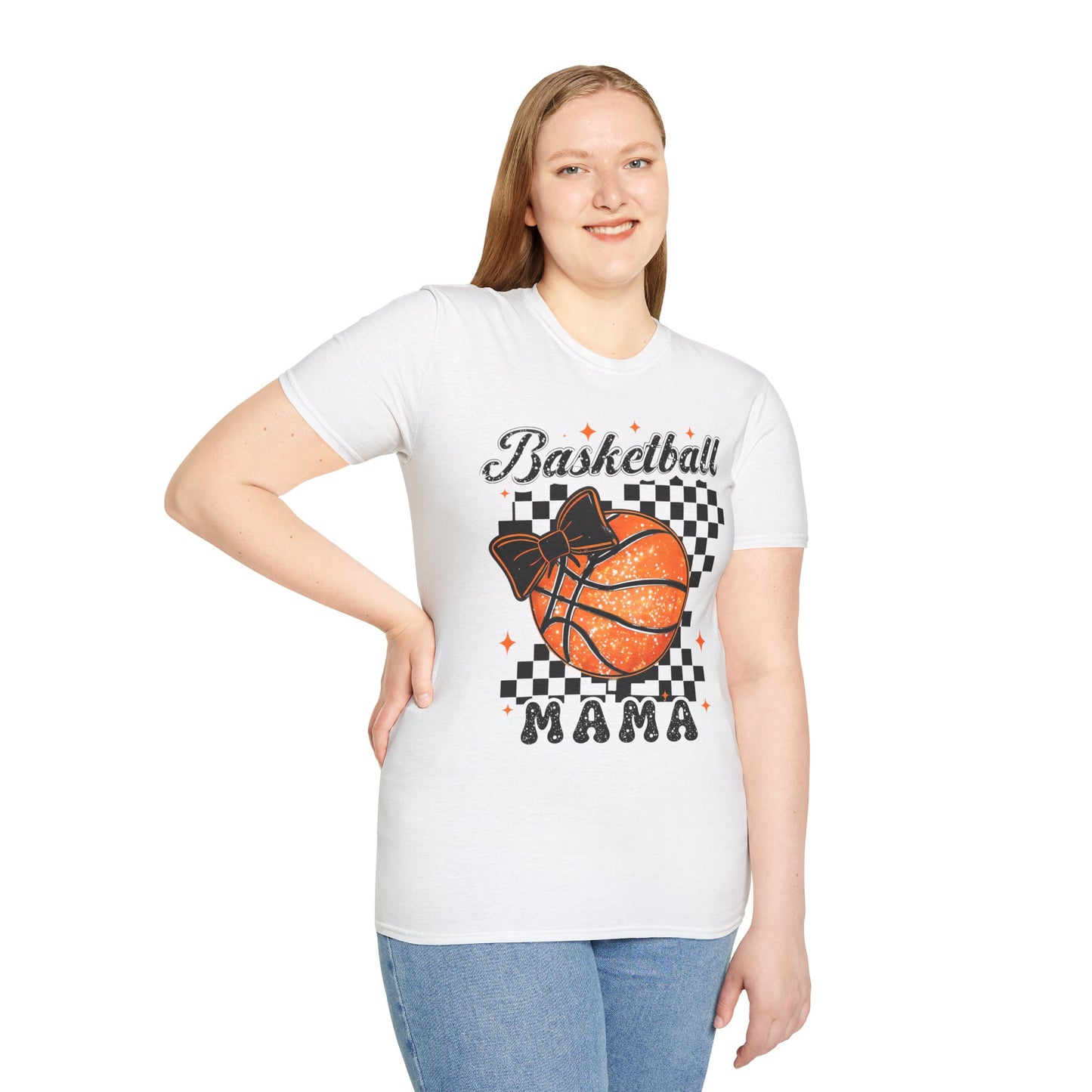 Basketball Mama T-Shirt — Checkered Retro Basketball Mom Tee
