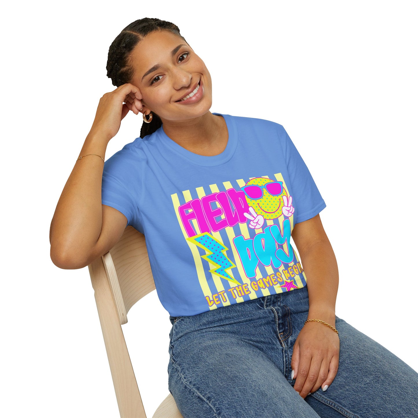 Field Day Teacher T-shirt Yellow Stripes