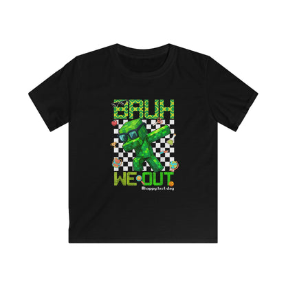 Kids Last Day of School T‑Shirt — 'Bruh We Out' Green Tee, Checkered Retro Shirt for Boys & Girls