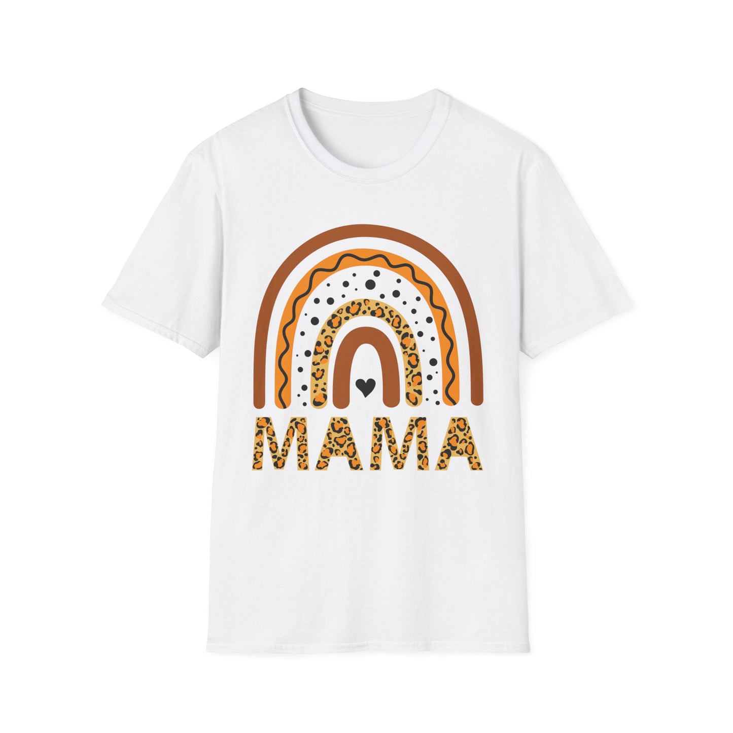 Mama Leopard Rainbow T‑Shirt — Boho Rust & Brown Mother’s Day Tee