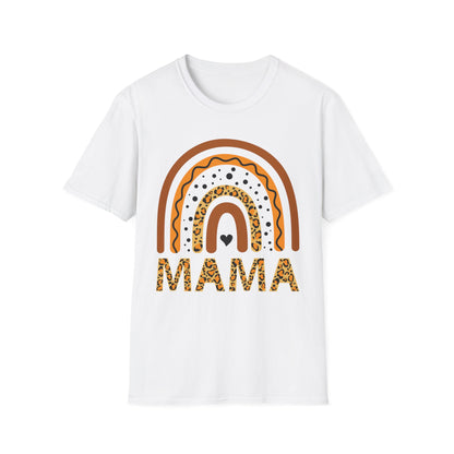 Mama Leopard Rainbow T‑Shirt — Boho Rust & Brown Mother’s Day Tee