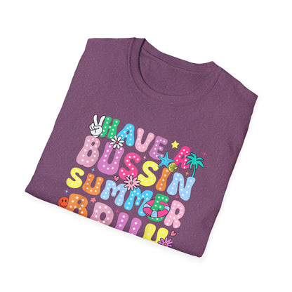 Teacher End of School T-Shirt – "Have a Bussin Summer" Colorful School Staff Tee