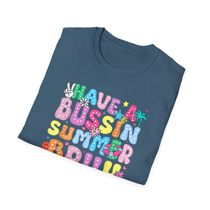 Teacher End of School T-Shirt – "Have a Bussin Summer" Colorful School Staff Tee