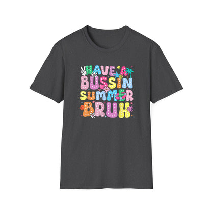 Teacher End of School T-Shirt – "Have a Bussin Summer" Colorful School Staff Tee