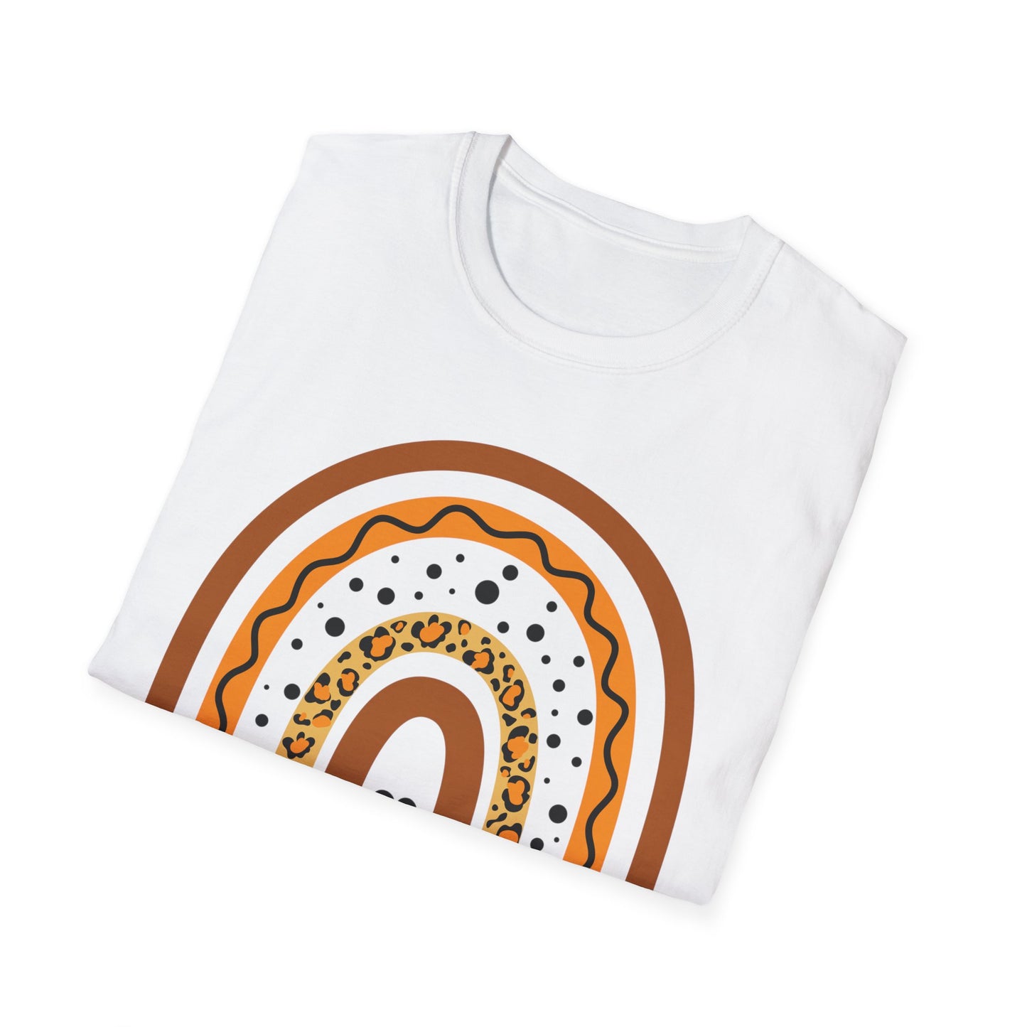 Mama Leopard Rainbow T‑Shirt — Boho Rust & Brown Mother’s Day Tee