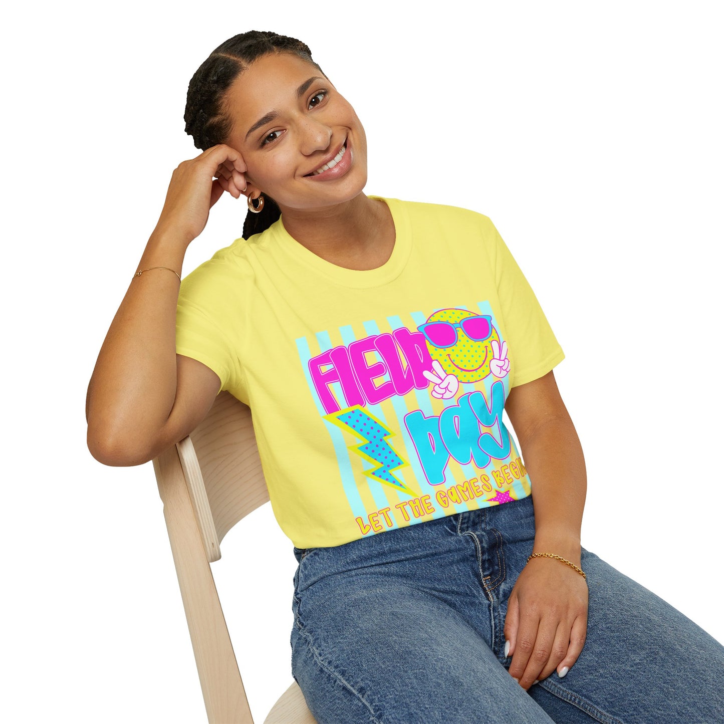 Field Day Teacher T-shirt Blue Stripes
